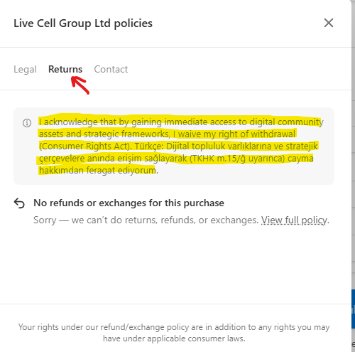 Information About Refund Policy / Geri İade Politikamıza Dair Bilgilendirme