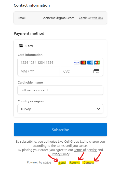 Payment Process On Stripe / Stripe Üzerinden Ödeme Süreci